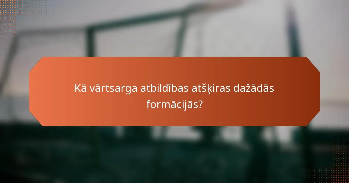Kā vārtsarga atbildības atšķiras dažādās formācijās?